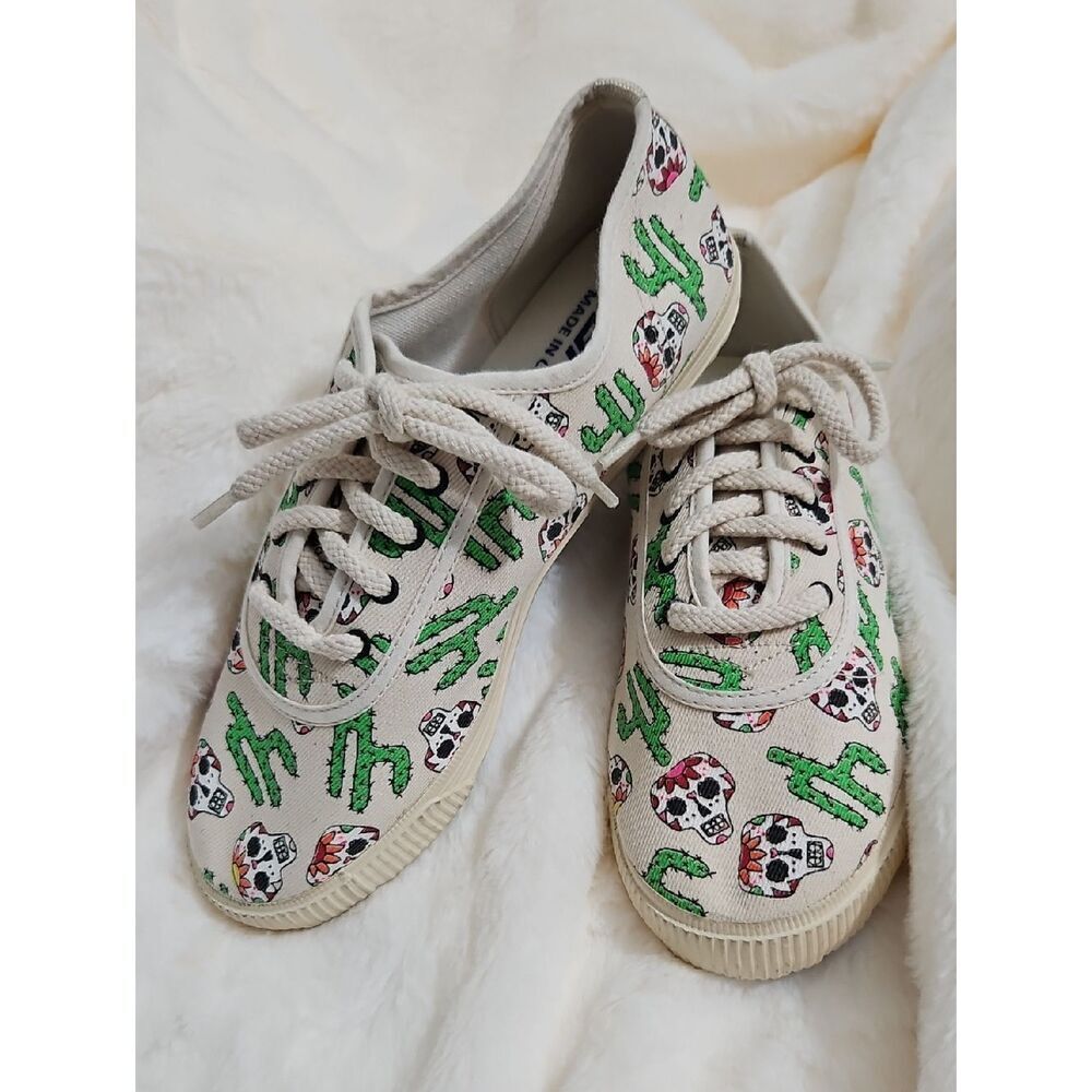 Startas Low Top Sneakers Cactus Sugar Skull Print Canvas Shoes EU 38